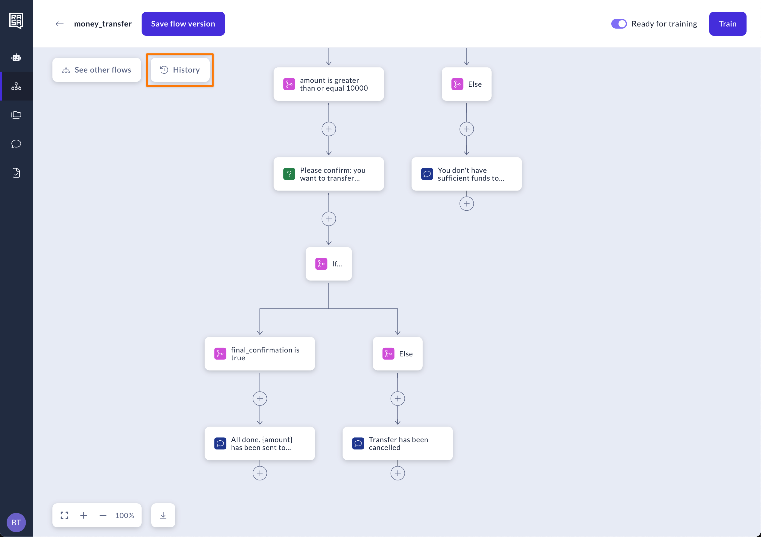 Flow History Button