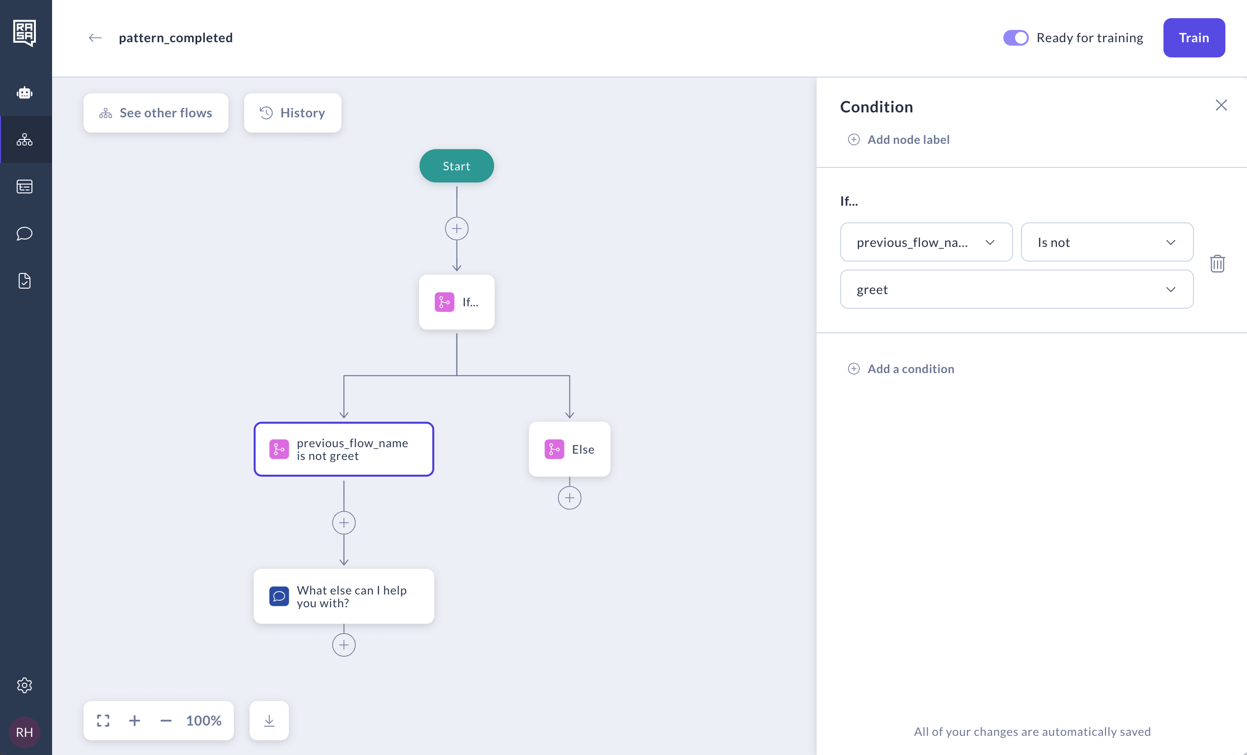 Add a Condition for Pattern Completed