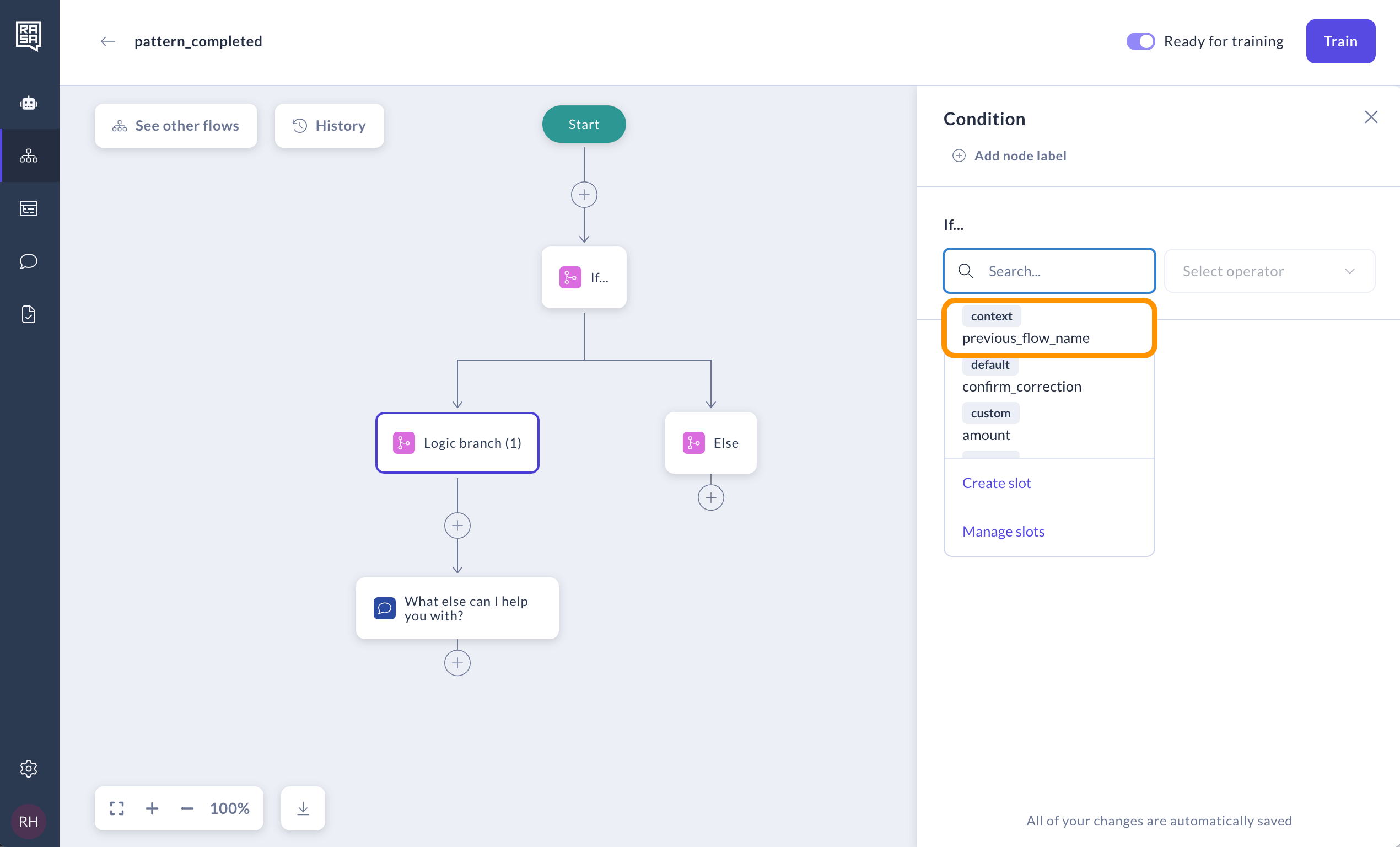 Set the Context for Pattern Completed