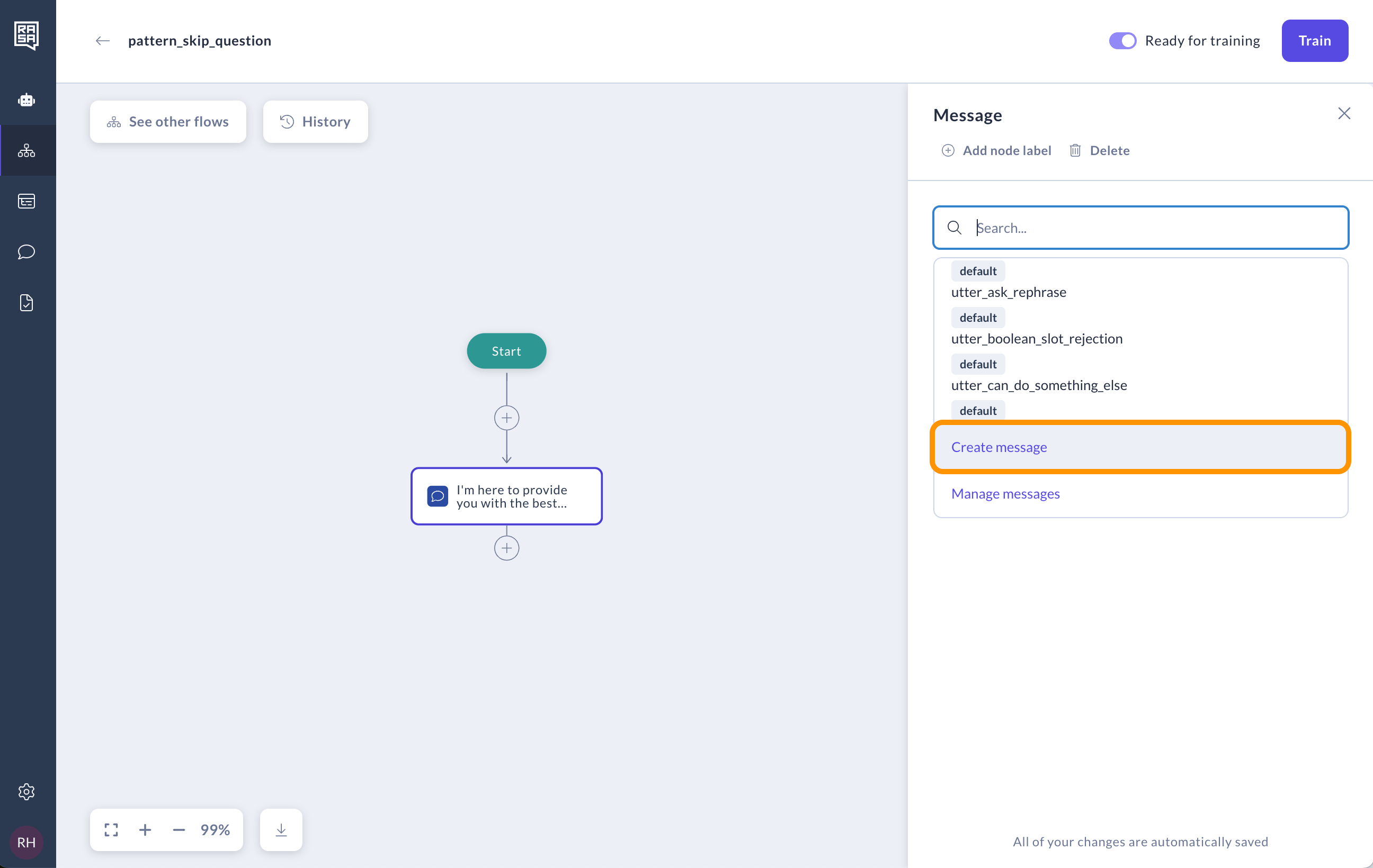 Creating a custom message for system flows in Studio