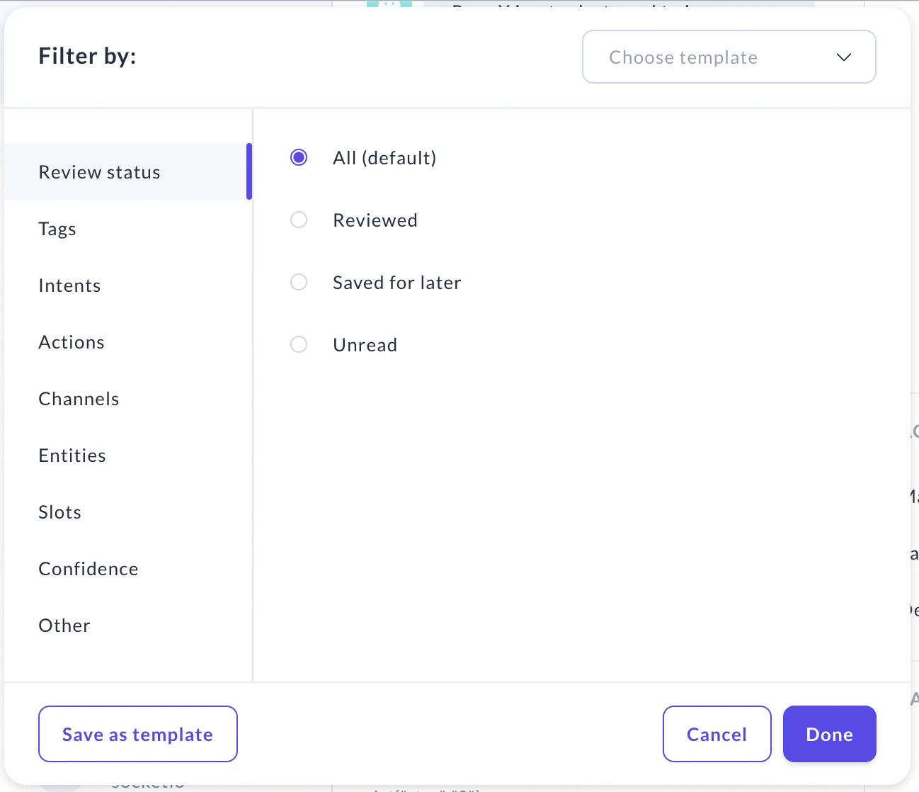 Deleting saved Filter Templates