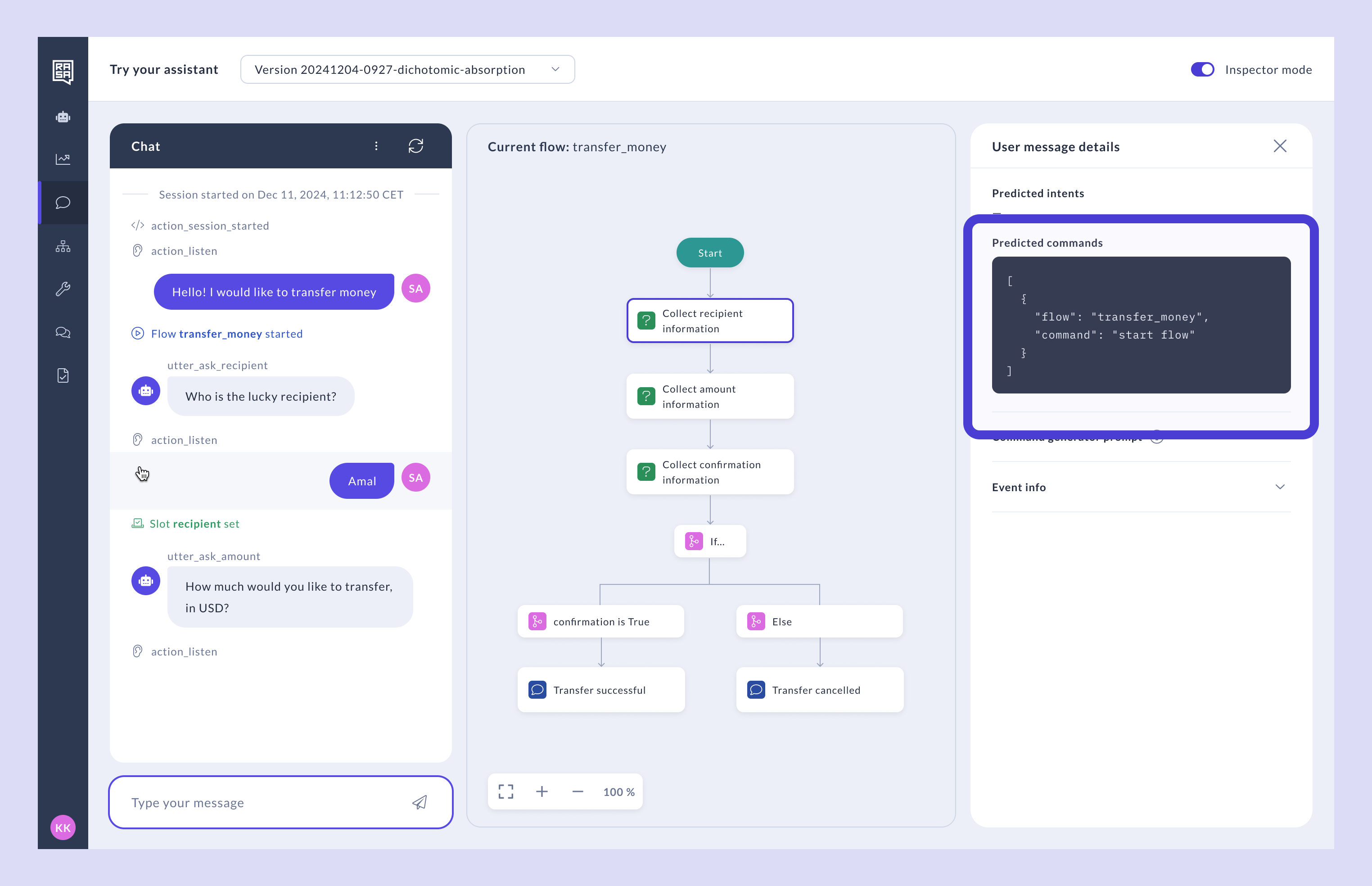 Predicted Commands in Inspector Mode